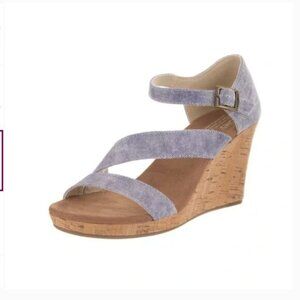 Toms Clarissa slate blue wedge heel Size 8W